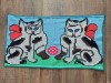 Peretar cu pisici, cusut de mana in punct chilim pe etamina, vechi, 78cm x 45cm
