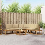 vidaXL Set de canapele de exterior cu pernă 7 Bucată Natural și Bej 3366966