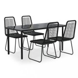 Cumpara ieftin Set de servit masa pentru gradina, 5 piese, negru