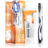 White Glo Whitening &amp; Tartar Control pasta de dinti cu efect innalbitor cu pensula Curcumin and Turmeric 150 g