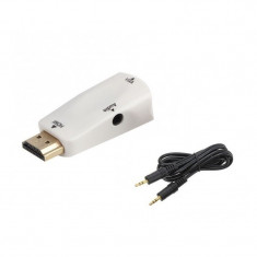 Convertor Adaptor HDMI la VGA + audio Culoare Alb foto