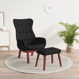VidaXL Scaun de relaxare cu taburet, negru, textil