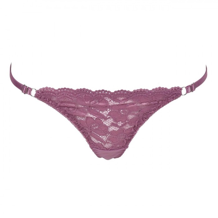 Chiloți Damă, Model String, Culoare Roșie Zmeuriu, Dantelă, Benzi Elastice Ajustabile