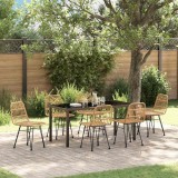 vidaXL Set de masă pentru grădină 7 pcs Maro Rattan poli 3379195