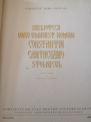 Biblioteca unui umanist rom&amp;acirc;n, Constantin Cantacuzino Stolnicul, 1967 foto