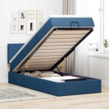 vidaXL Pat otoman cu saltea și LED-uri, țesătură albastră 90x200 cm 3312200