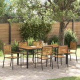 VidaXL Set de masă pentru grădină 7 pcs Negru, Lemn 190 x 90 x 75 cm