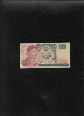 Rar! Indonezia 50 rupii rupiah 1968 seria034406 foto