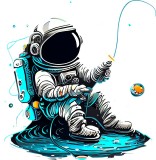 Cumpara ieftin Sticker decorativ Astronaut Alb 60 cm, autocolant PVC, detasabil, tema jungla safari. Decoratiune perete, usa, spatiu comercial