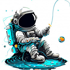 Sticker decorativ, Astronaut, Alb, 60 cm, 1266STK-1