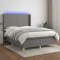 vidaXL Pat cu arcuri, saltea și LED, gri &icirc;nchis, 140x190 cm, textil 3138710
