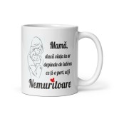 Cana alba personalizata "Mama nemuritoare", INOVATIX&reg;. 330ml