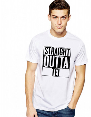 Tricou alb barbati - Straight Outta Tei - L foto