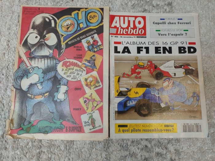Reviste de benzi desenate. Revistă unică rom&acirc;nească OHO. + Revistă Auto Hebdo cadou