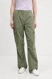 Tommy Jeans pantaloni culoarea verde, lat, high waist, DW0DW20350
