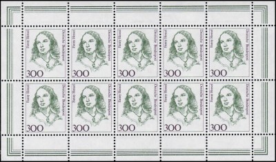 GERMANIA 1989 - PERSONALITATI , FANNY HENSEL BLOC DE 10 NESTAMPILAT foto