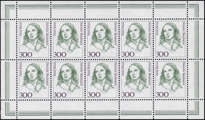 GERMANIA 1989 - PERSONALITATI , FANNY HENSEL BLOC DE 10 NESTAMPILAT