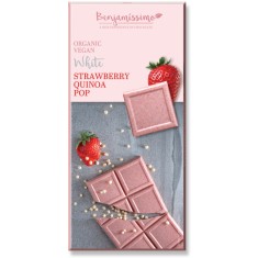 Ciocolata alba cu capsuni si quinoa bio, 70g, Benjamissimo