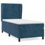 Cumpara ieftin Pat box spring cu saltea, albastru inchis, 80x200 cm, catifea