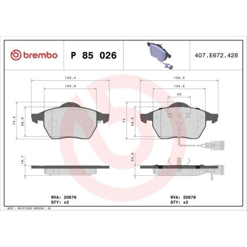 Placute frana Audi 100 C4 12.90-11.94, A6 C4 06.94-10.97, Fata, BREMBO