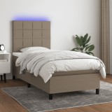 Pat cu arcuri, saltea si LED, gri taupe, 80x200 cm, textil GartenMobel Dekor, vidaXL