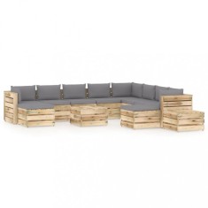 Set mobilier de gradina cu perne, 12 piese, lemn verde tratat GartenMobel Dekor foto