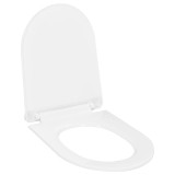 Capac WC vidaXL Alb, &Icirc;nchidere Lentă, Eliberare Rapidă, Polipropilenă, 46x36.5 cm, Universal