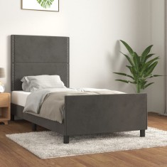vidaXL Cadru de pat fără saltea, gri &icirc;nchis, 90x200 cm, catifea
