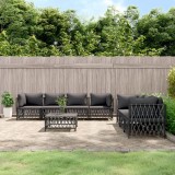 Cumpara ieftin Set mobilier de grădină, 8 piese, cu perne, antracit, oțel