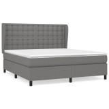 Cumpara ieftin Pat box spring cu saltea, gri inchis, 180x200 cm, textil