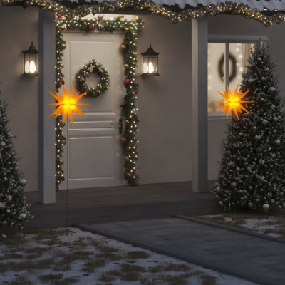 vidaXL Lumini de Crăciun cu v&amp;acirc;rfuri LED-uri 3 buc. galben 57cm pliabil foto