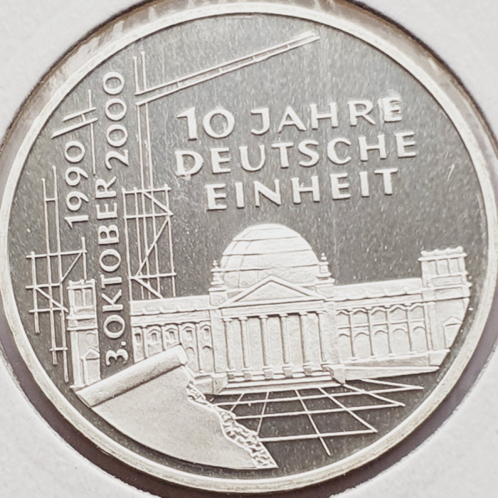 526 Germania 10 mark 2000 German Reunification - A - km 201 UNC argint