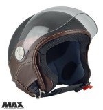Casca open face pentru scuter - motocicleta (demi-jet) Max Helmets model DJ06 LS Vision (V2B) culoare: negru mat/maro (NOM) &ndash; 100% MADE IN ITALY XL (6