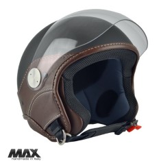 Casca open face pentru scuter - motocicleta (demi-jet) Max Helmets model DJ06 LS Vision (V2B) culoare: negru mat/maro (NOM) &ndash; 100% MADE IN ITALY XS (5