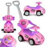 Cumpara ieftin Ride-on aut&oacute; tol&oacute;aut&oacute; 3 az 1-ben deluxe foganty&uacute;val &eacute;s zen&eacute;lő panellel r&oacute;zsasz&iacute;n