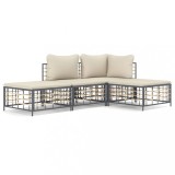 Cumpara ieftin Set sezlonguri de gradina 4 piese cu perne, antracit, poliratan