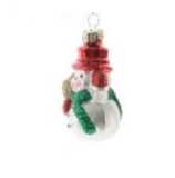 Cumpara ieftin Decoratiune pentru brad - Figure Glass - Snowman - Om De Zapada Cu Palarie Rosie | Kaemingk