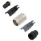 Conector M9 mamă aurit 125V IP40 4 pini pe cablu
