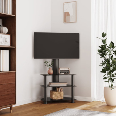 vidaXL Suport TV de colț cu 3 niveluri pentru 32-70 inchi, negru foto