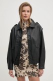 Answear Lab geaca femei, culoarea negru, de tranzitie, oversize