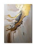 Tablou abstract cu auriu pictat manual, Filon, 70x50cm ulei pe panza in cutit efect 3D, Vicentiu Done