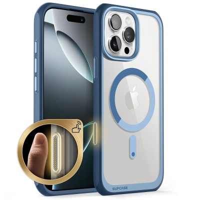Husa iPhone 16 Pro Max Supcase Unicorn Beetle Slim Clear MagSafe, bleu foto