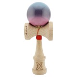 Kendama X Originala, Profesionala, Cyrax, Big Cups V2, Super Sticky Cupe Mari, Rulment Metalic cu Ata 55 cm, Albastru Deschis/Mov/Roz