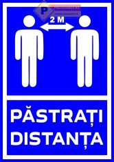 Semne pentru pastrarea distantei de doi metri foto
