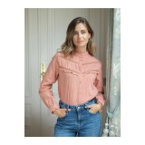 Camasa somon din bumbac cu broderie 4880T M9