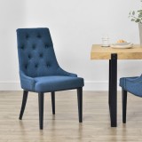 [en.casa]&reg; Scaun bucatarie Chester DB, 100 x 53 x 60 cm, poliestre/metal, albastru inchis/negru HausGarden Leisure