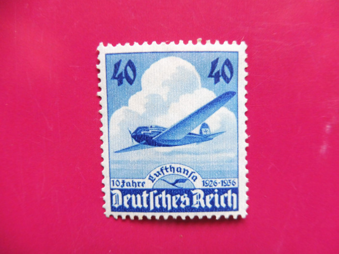 GERMANIA 1936 - Aniversarea de 10 ani a Lufthansa, Mi603, MH, Gumat (T141)