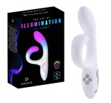 Vibrator Paradise Illumination The Rabbit , Control Aplicatie Mobila, Lumina Led, Silicon, USB Magnetic, Alb, 21.6 cm