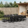 Set mobilier gradina Gossi, 15 piese, negru, textilena, perne incluse, masa sticla, scaune pliabile