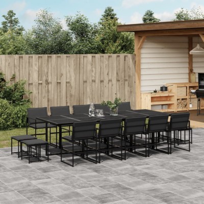 Gossi set mobilier de gradina, 15 piese, cu perne, negru, textilena foto
